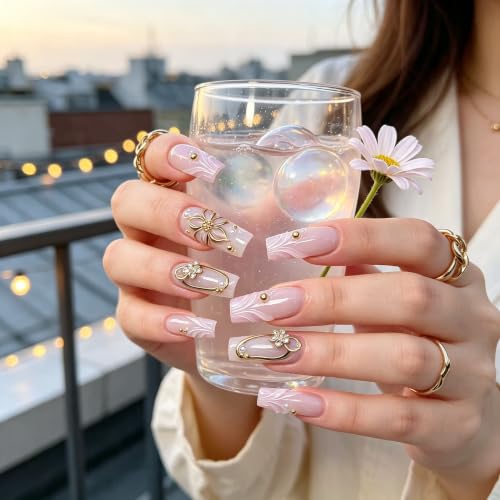 Long Press on Nails Coffin Elegant Acrylic Fake Nails 24pcs - color: style-CL10