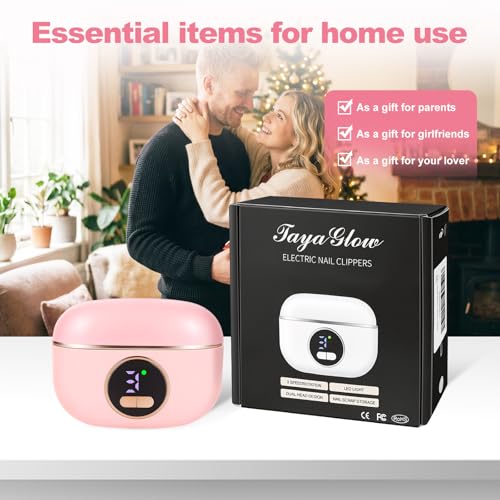 Electric Nail Clippers Automatic Nail Trimmer with Clip Storage Pink - color: Pink