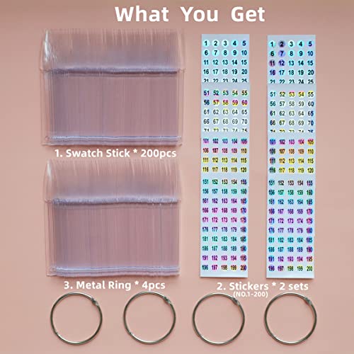 200pcs Nail Swatch Sticks with Number Stickers Nail Color Display - size: 200 Count (Pack of 1)