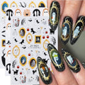 Halloween Nail Art Stickers Cute Ghost Black Cat Gold Nail Decals, 6 Sheets - color: Multicolor-05