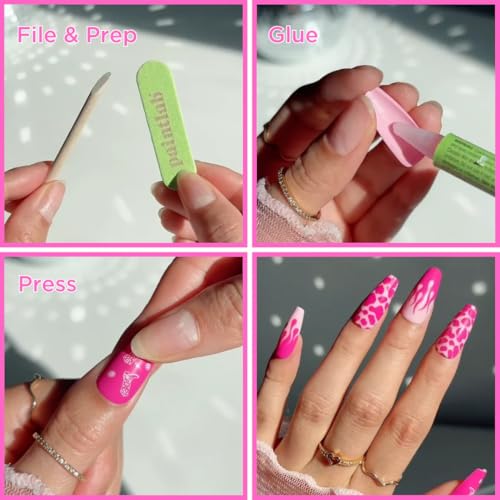 PaintLab Cupid's Kiss Lips Press On Nails, Short Almond, 30pcs Nail Kit - color: Cupid's Kiss