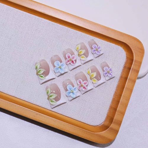 Handmade Duck French Press On Nails | Reusable & Salon Quality (25102, S) - color: 25102, size: S