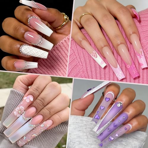 Ranrose 600PCS XXXL Clear Nail Tips, Half Cover for Acrylic Nails - color: XXXL Clear Square Half Cover Nail Tips