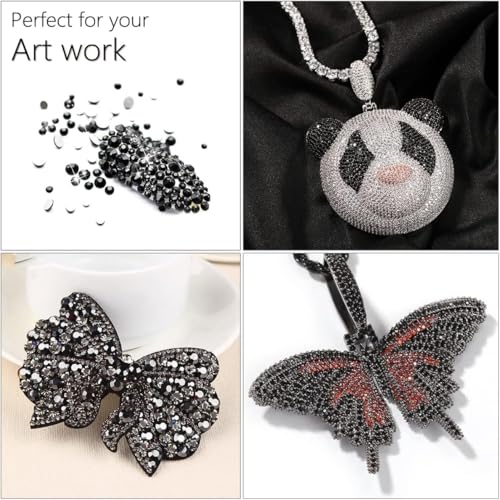 qiipii 28Grids 2-6mm Metallic Gray Resin Rhinestones w Glue for Bedazzling - color: Gray, size: Jelly