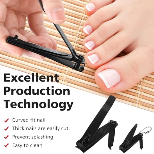 12 Pieces Nail Clippers Stainless Steel Set, Black - color: Black