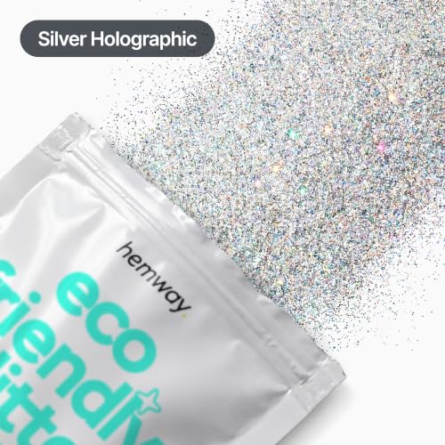 Hemway Biodegradable Glitter Silver Holographic 3.5oz Eco Friendly Chunky - color: Silver Holographic, size: Chunky (1/40" 0.025" 0.6mm)