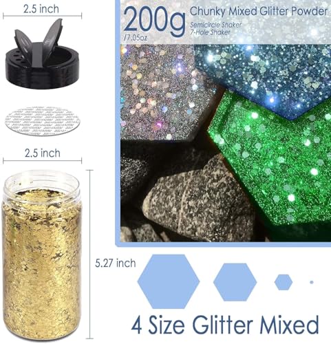 Matio Iridescent Chunky Glitter 7.8oz/220g IRI Yellow Craft Glitter - color: I-Iri Yellow