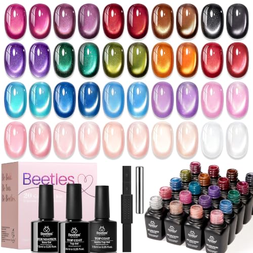 Beetles Cat Eye Gel Nail Polish Set, Timeless Gleam 20 Colors Fall Gel - color: 0-0-0-Timeless Gleam