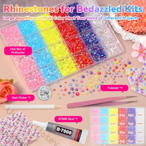 24 Grids Rhinestones Bedazzling Kit, Flatback Color Resin Gems for Crafts - color: S9