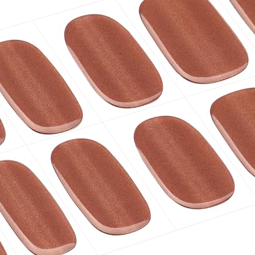 DANNI & TONI Semi Cured Gel Nail Strips Copper Brown Cat Eye Gel Nail Wraps Gift for Woman |Cocoa Glint - color: Cocoa Glint