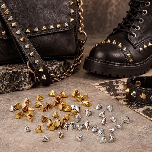 2 Boxes 24 Grids Punk Nail Charms Bottomed Pointed Cone Nail Rhinestones - color: Green