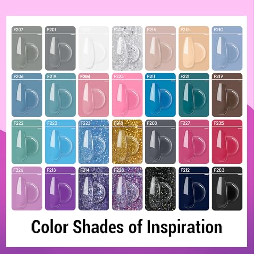 JEWHITENY Poly Gel Nail Kit 28 Colors Nude Gray Glitter with Nail Lamp Base Top Coats Builder Gel All-In-One Set Ideal for Designs DIY At Home Need U V Lamp Curing - color: F05