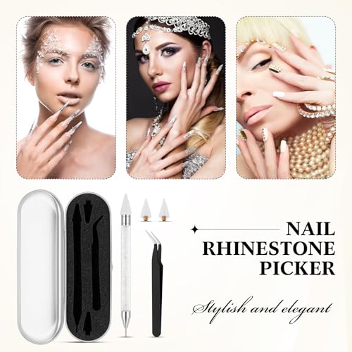 Tatuo Rhinestone Picker Tool Bedazzling Pen Dual Head, White - color: White