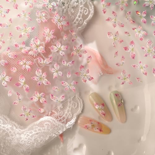 1 Sheet Flower Nail Stickers 5D Embossed Lily Flower Stickers for Nails Hibiscus Nail Decals Tropical Floral Summer Nail Supplies Pink Hawaiian Floral Petals Manicure Decoration Nail Charms for Women - style: summer hibiscus