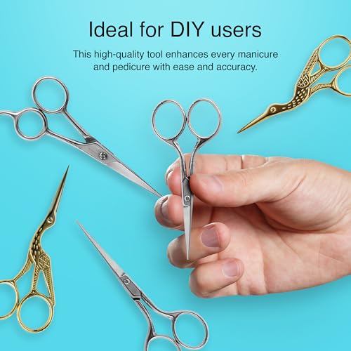 Cre8tion Stainless Steel Nail Scissors S03, Acetone-Proof Blades, 5" - size: 5 Inches