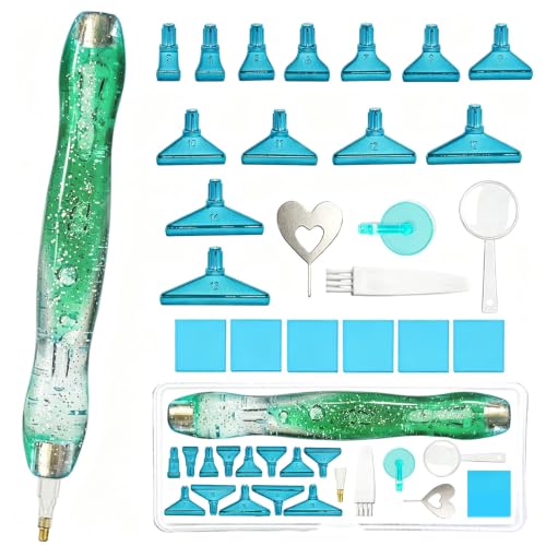26 Piece 5D Ergonomic Diamond Art Painting Pens Kit,Green - color: Green