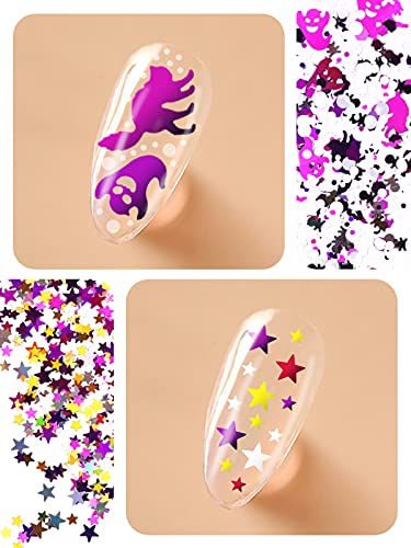 EBANKU Halloween Nail Glitter 2 Boxes Halloween Confetti Pumpkin Witch - color: Halloween - 2P C