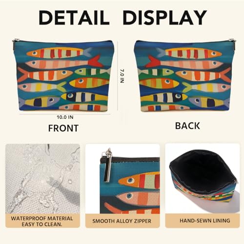 JIUWEIHU Fish Makeup Bag, Sea Animals Cosmetic Bags Travel Organizer Bag - color: Multicolor 0065