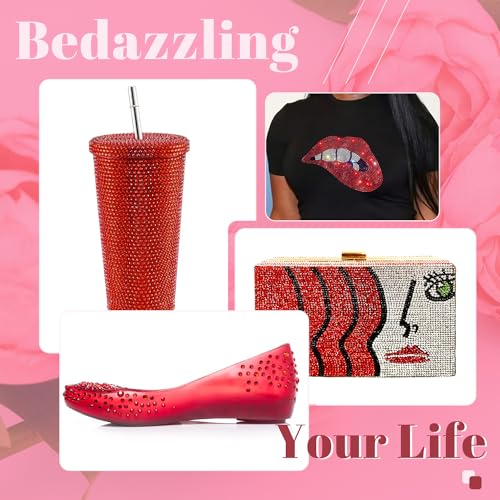 6000PCS 4mm Resin Rhinestones Bulk for Crafting (Red), Flatback Bedazzling Crystals for Crafts DIY Nail Decoration, Gems Charms for Tumbler Shoes Clothing Fabric with Pickup Pen and Tweezers - color: B06 Resin Rhinestones (Red), size: 4mm