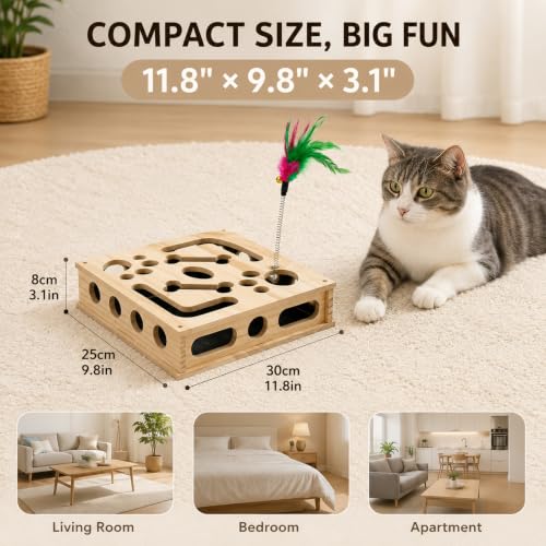 Cat Nail File Scratch Enrichment Box for Indoor Cat with Sandpaper BellBall