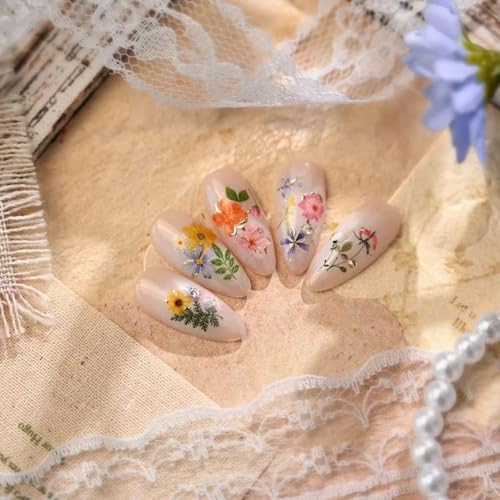 Flower Nail Art Stickers Decals Floral Leaf Plant Nail Decals for Nail Art Design 3D Self-Adhesive Nail Sticker Colorful Flower Adhesive Transfer Slider DIY Spring Tip Decor Manicure - color: 1