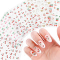 5 Sheets Cherry Nail Stickers 5D Embossed Rhinestone Cherry Bow - color: Cherry Bow