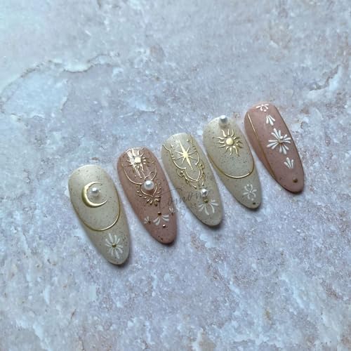 Bohemian Style Nail Art Stickers Self Adhesive - color: Gold Star & Moon