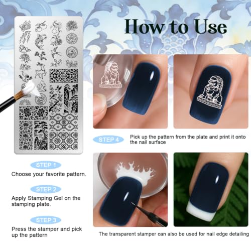 6 Sheets Nail Stamping Plate Oriental Style Nail Art Stamp - color: Oriental Style