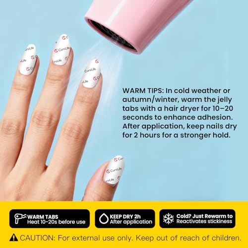 Curvlife CareHold Pro Nail Adhesive Tabs for Press On Nails – 10 Sheets, 15 Sizes Extra Wide 0.3mm Ultra Thin Double Sided Sticky Tabs, Clear Nail Stick Ons for Daily Wear and Gentle Removal