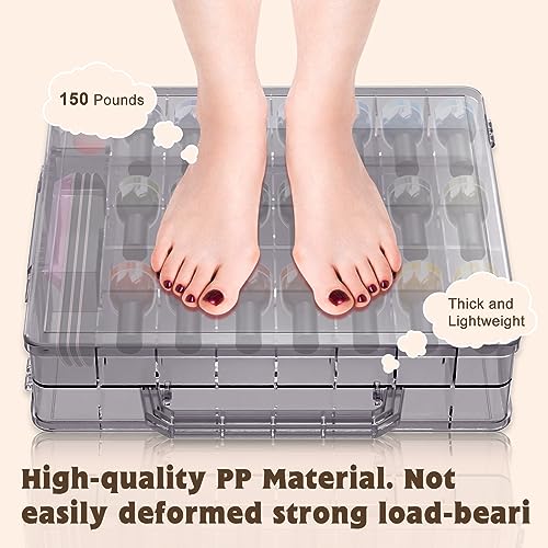 SUBAY 2 Pcs Portable Nail Polish Organizer, Clear Double Side Nail Polish Holder,Gel Nail Storage for 48 Bottles with 6 Adjustable Dividers in Each Side Space Saver Grey - size: 2 Pcs Grey