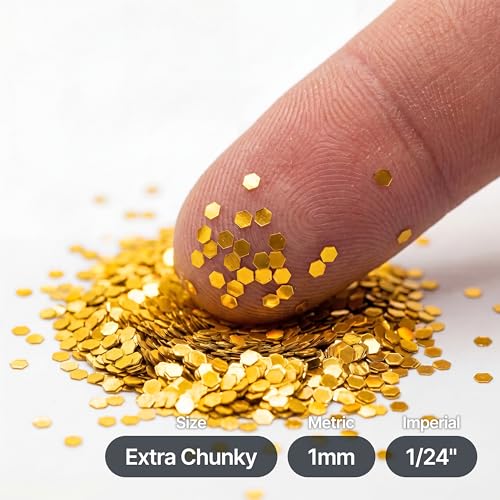 Hemway Biodegradable Glitter Gold 3.5oz Eco Friendly Extra Chunky - color: Gold, size: Extra Chunky (1/24" 0.040" 1mm)