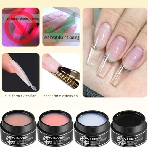 Fcozpjk Builder Gel for Nail Clear Milky White Nude Thickening Nail Gel Set - color: clear milky white nude pink