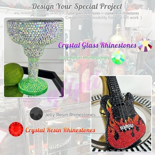 qiipii 24 Color Bedazzler Kit Full Grids 3mm Resin Bedazzled Rhinestones - color: Jelly Ab Rhinestones, size: 3mm