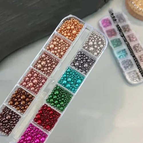 3D Beads Nail Charms Pearl Nail Art Charms Mixed Sizes Round Caviar Beads Art Nail Accessories Pearl Gem Rhinestones for Women Acrylic Nails Supplies Manicure Decorations DIY Accessories 1 Box - color: Rhinestone 07