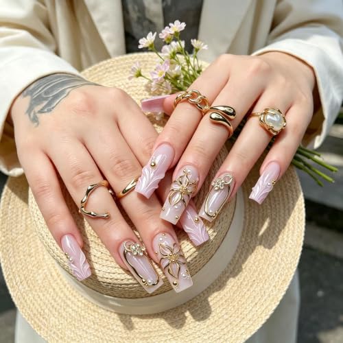 Long Press on Nails Coffin Elegant Acrylic Fake Nails 24pcs - color: style-CL10