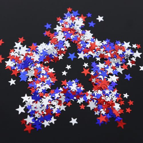 1 Box 4 Color Holographic Star Nail Glitter Gold Silver Nail Sequins 3D Red Blue Nail Flakes Sparkly Glitter Flakes Shiny Nail Glitter Independence Day Nail Sequins Glitter for Nails Art 12 Grids - color: YHN11