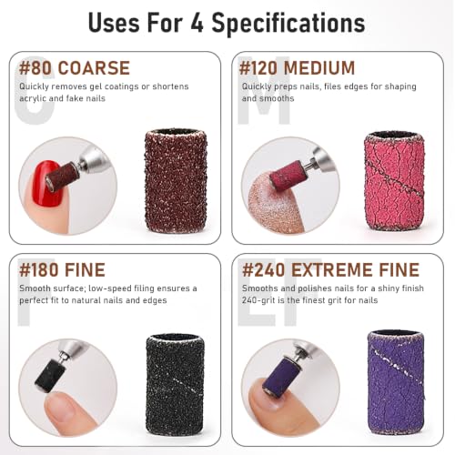 Mini Sanding Bands for Nail Drill, 100PCS 4-Grit Set(Large) - size: Large