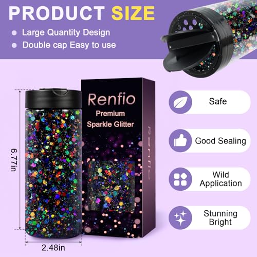 Renfio Holographic Glitter,Diamond Laser Silver Chunky for Epoxy Resin - color: Diamond Laser Silver