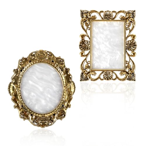 2Pcs Gold Vintage Nail Art Palette, Manicure Mixing Display Holder Board