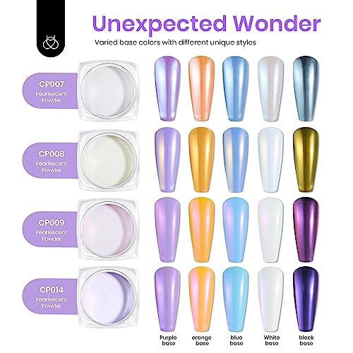 Beetles Pearl Chrome Nail Powder 4 Colors Metallic Mirror Effect - color: A - White-4