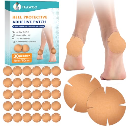 TEAWOO 30PCS Patented Cracked Heel Treatment Patches, New Upgraded Cracked Heel Repair Bandage (80mm x 80mm) - size: PURE