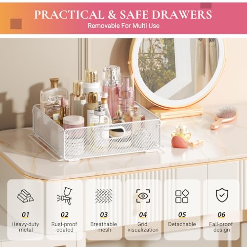 Goovilla Rolling Makeup Organizer Cart with Drawers, 5 Tier Metal, White - color: White, size: 5 Tier