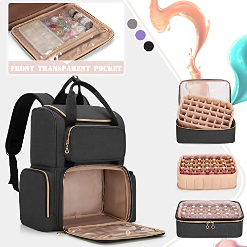 LUXJA Nail Polish Organizer Backpack Holds 70 Bottles and a UV Lamp - color: Black