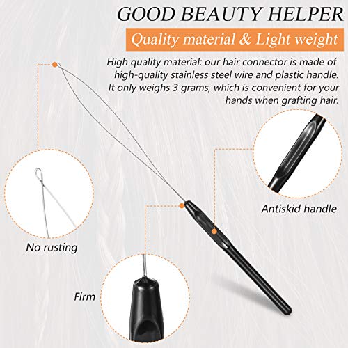 Chuangdi 20 Pieces Hair Extension Loop Threader Hook Needle Tool, Black - color: Black