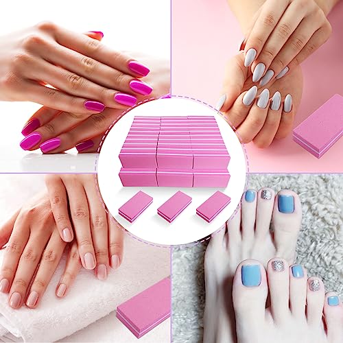 Nail Buffers (60 Pack), Buffer Block Nail File for Acrylic Nails and Natural Nails, 100/180 Grit Small Nail Buffer Block Bulk Buffing Blocks for Nail Buff Professional Manicure File Blocks Set Pink - size: 60 Pcs Buffer Blocks Pink