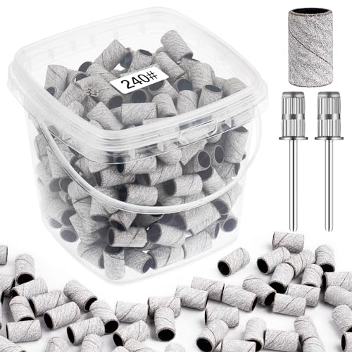 Sanding Bands for Nail Drill 240 Grit Extreme Fine 200Pcs Zebra Professional Nail Sanding Bands and 2Pcs Nail Drill Bits for Manicures and Pedicure - color: zebra, size: 240 grit