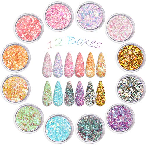 Allstarry 12 Colors Mermaid Nail Chunky Glitter - color: Mermaid Glitter
