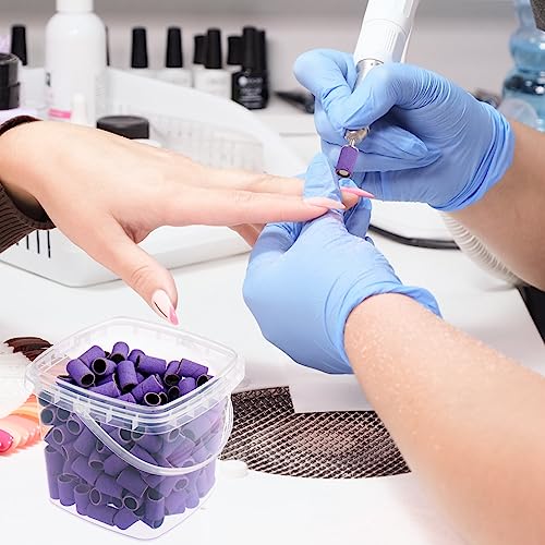 Sanding Bands for Nail Drill 240 Grit Extreme Fine Nail Sanding Bands 200Pcs Purple Professional Sanding Bands and 2Pcs Nail Drill Bits for Manicures and Pedicure - color: purple, size: 240 grit