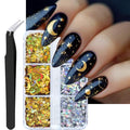 Gold Silver Nail Art Glitter Sequins Star Moon Holographic Nail Flakes - color: Style04