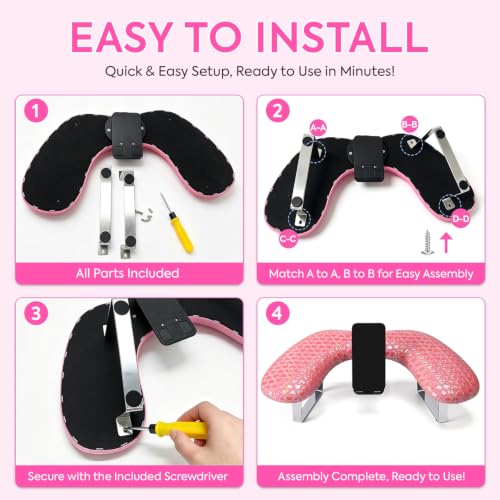 Arm Rest for Nails Tech, Manicure Hand Rest, U-shaped Armrest - color: Pink
